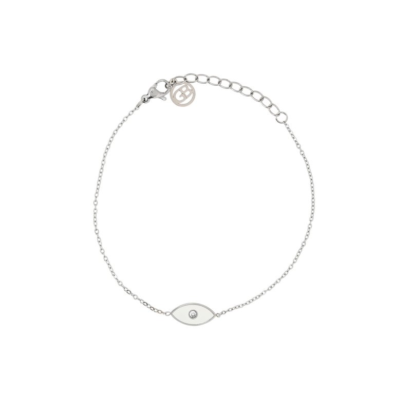 Pulseira em aço olho branco