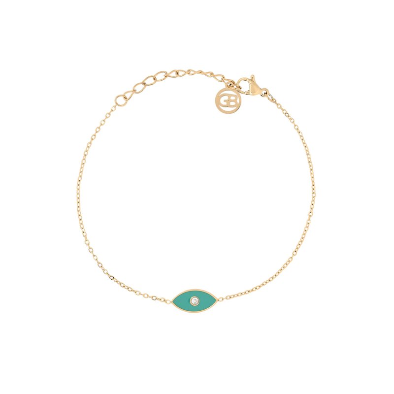 Pulseira em aço olho verde