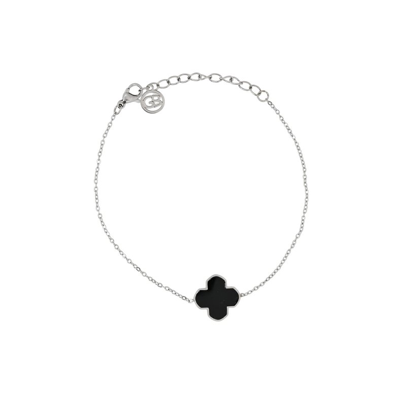 Pulseira em aço trevo preto