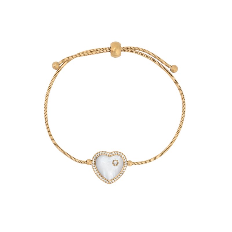 Pulseira ajustável aço com madrepérola coração