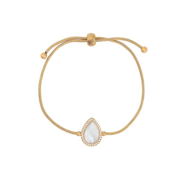 Pulseira ajustável aço com madrepérola oval