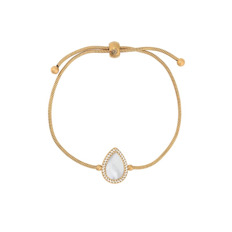 Pulseira ajustável aço com madrepérola oval