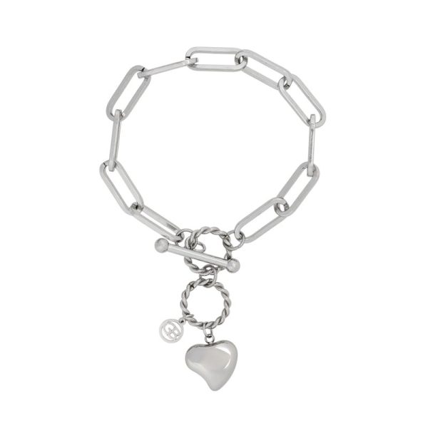 Pulseira em aço coração cheio