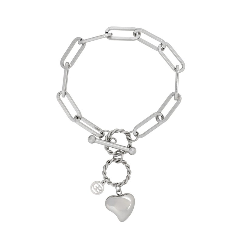 Pulseira em aço coração cheio