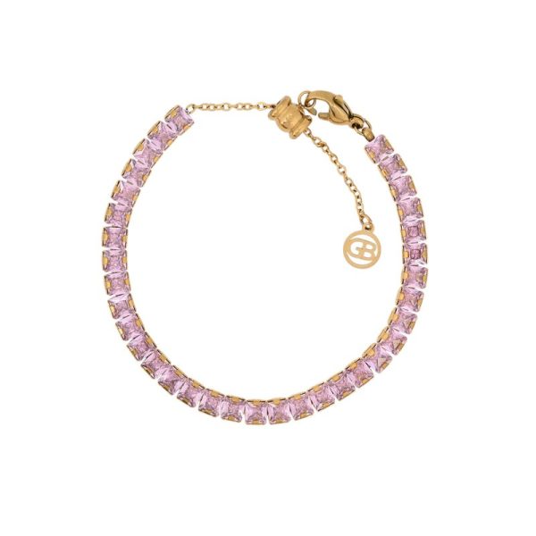 Pulseira em aço riviera quadrada