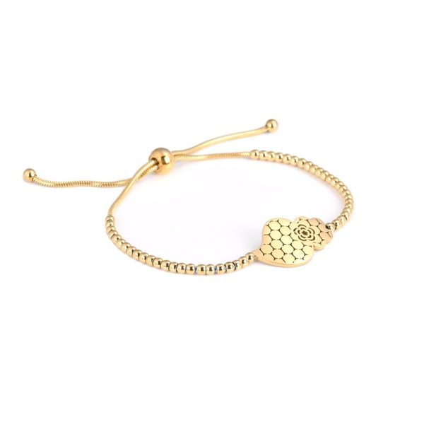 Pulseira ajustável em aço coração de viana textura