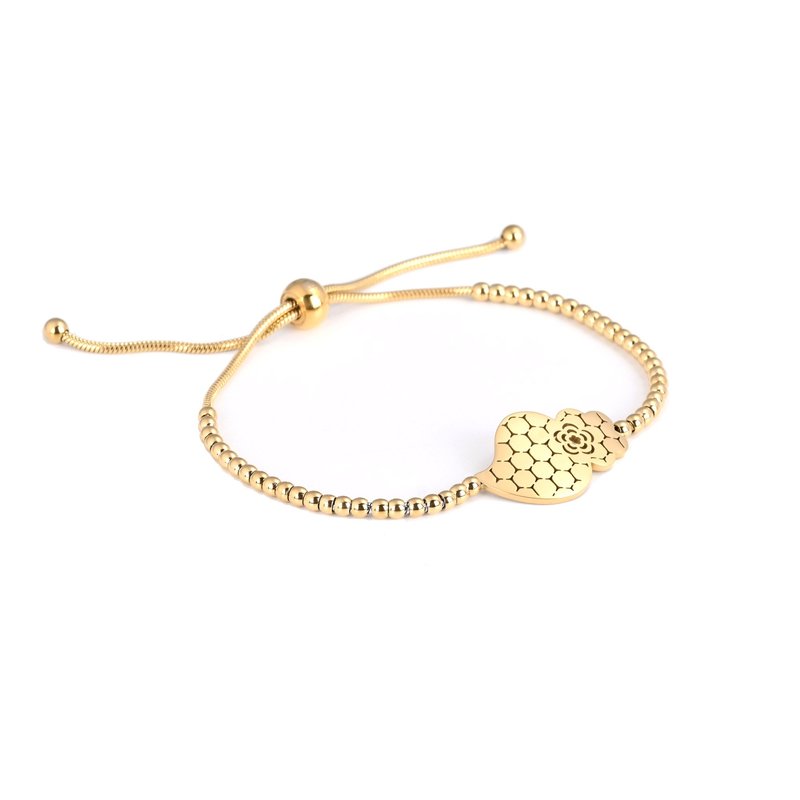Pulseira ajustável em aço coração de viana textura