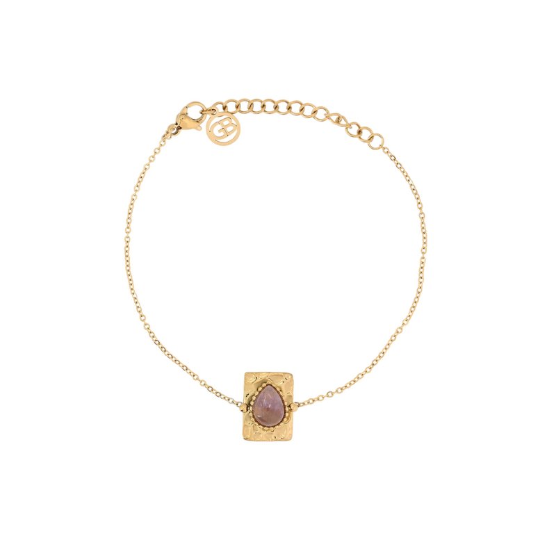Pulseira em aço pendente oval roxo