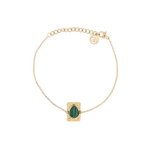 Pulseira em aço pendente oval verde
