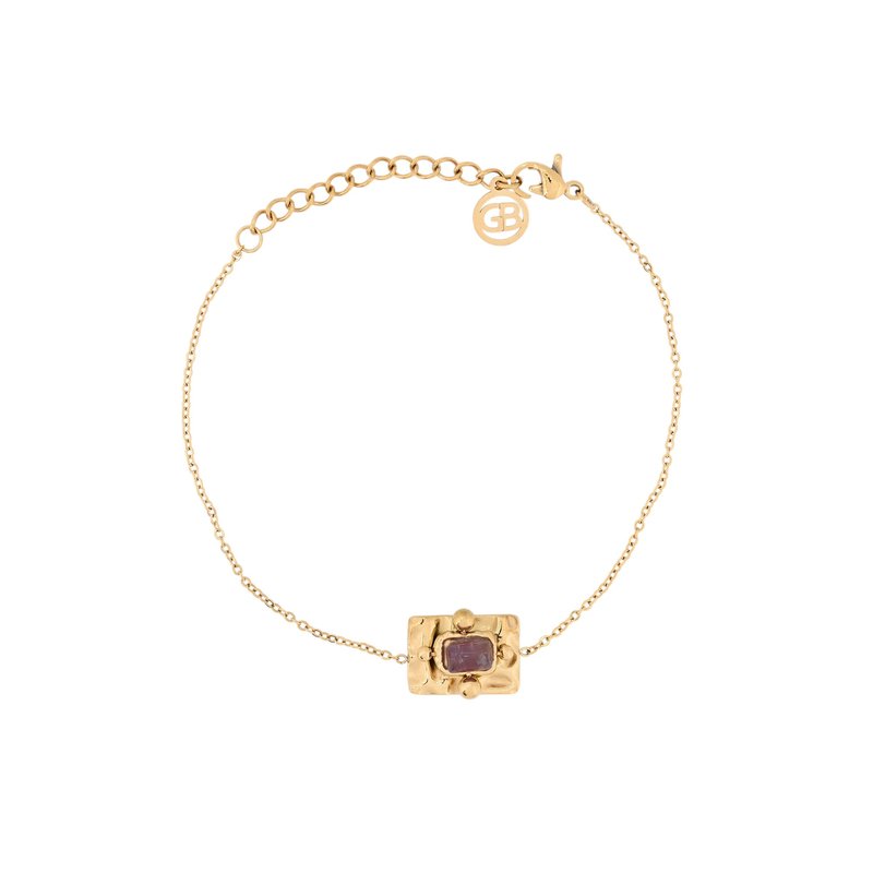 Pulseira em aço pendente retangular roxo