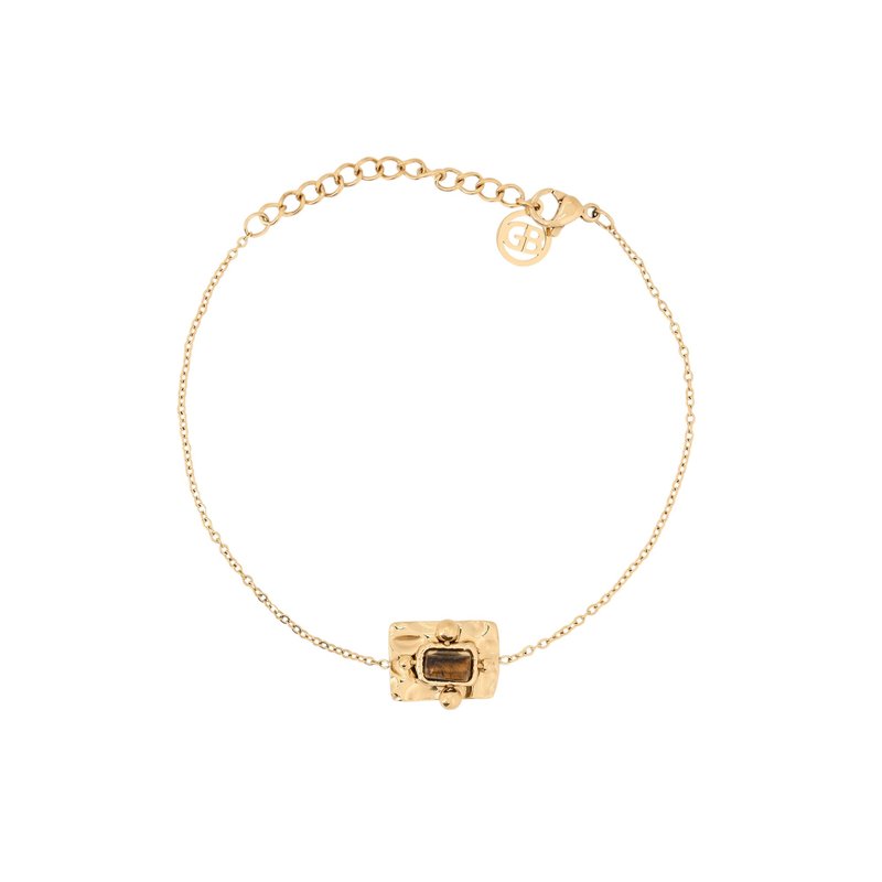 Pulseira em aço pendente retangular castanho