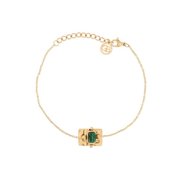 Pulseira em aço pendente retangular verde