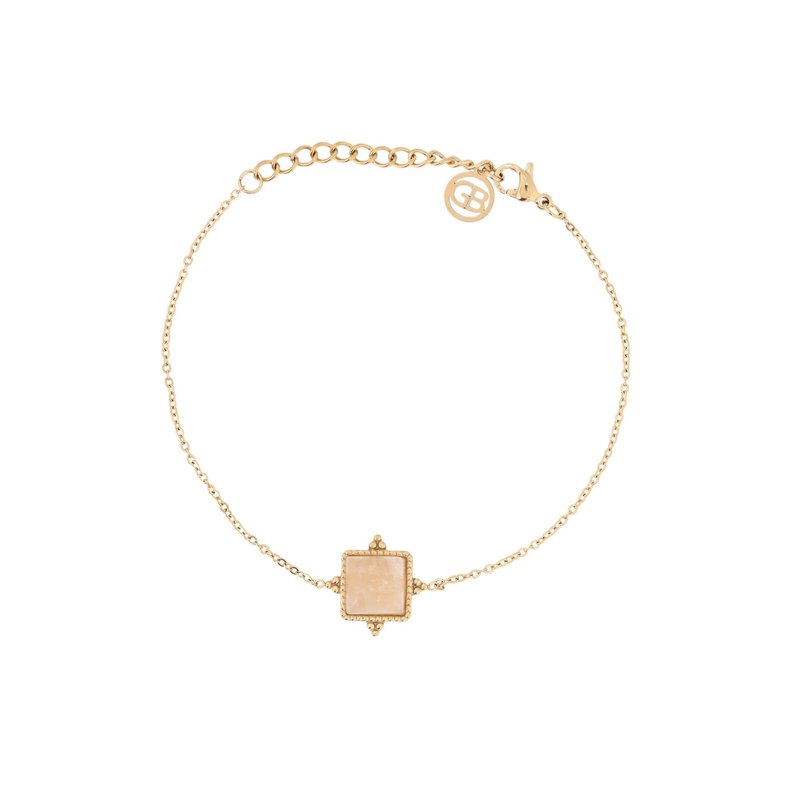 Pulseira em aço irregulares pedra beige