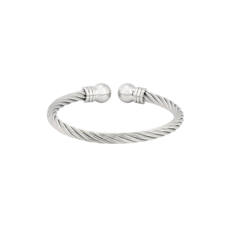 Pulseira rígida aço aberta efeito torcido