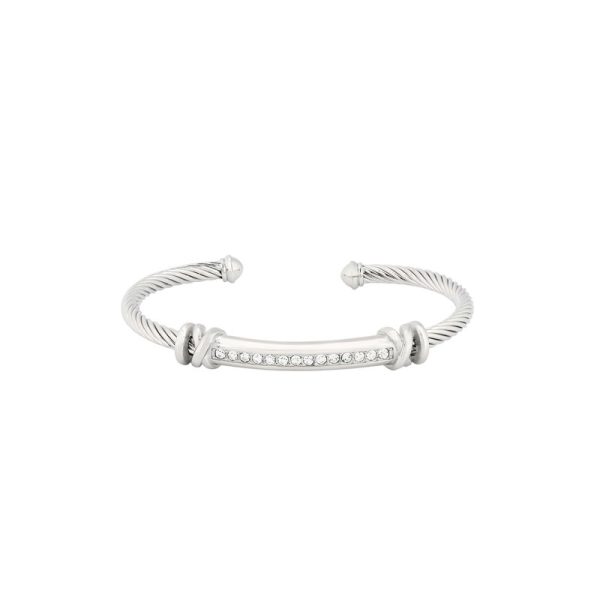 Pulseira rígida aço aberta com brilhantes