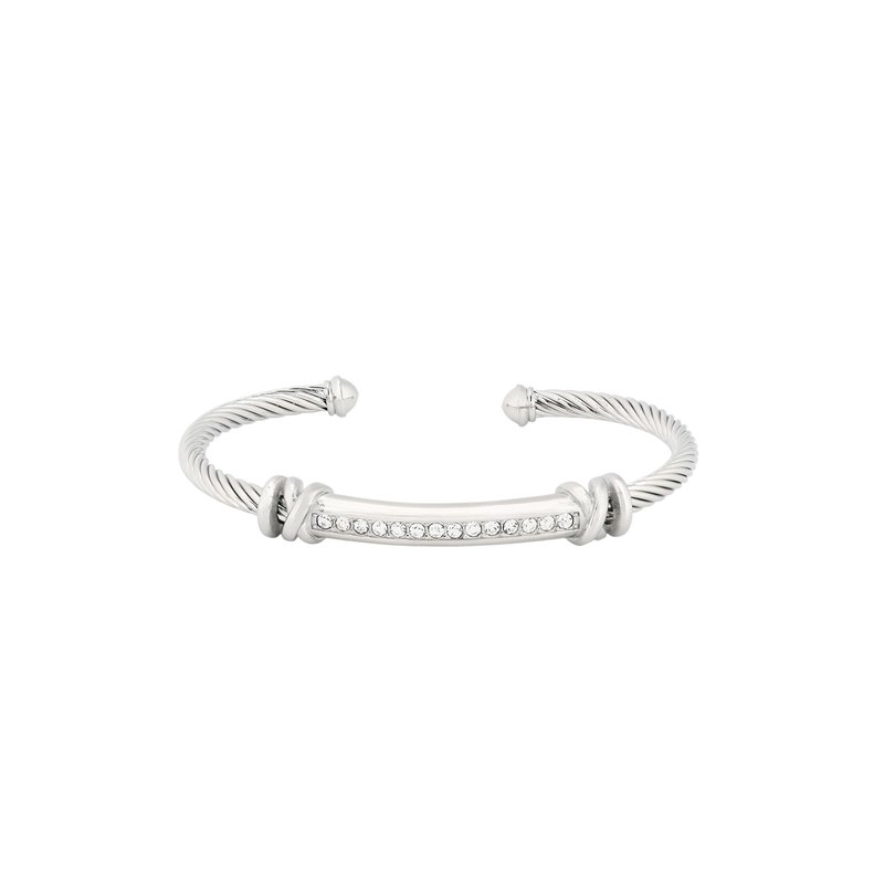Pulseira rígida aço aberta com brilhantes