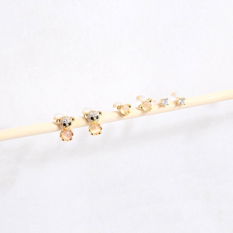Conjunto brincos banho ouro ursos