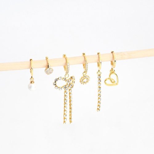 Conjunto brincos banho ouro laço