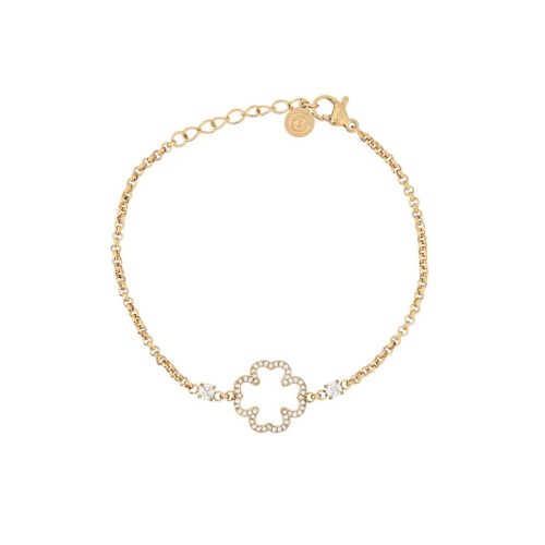 Pulseira zircônias trevo e brilhantes aço