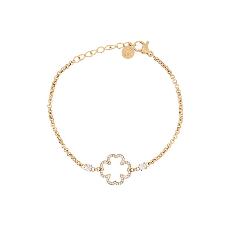 Pulseira zircônias trevo e brilhantes aço