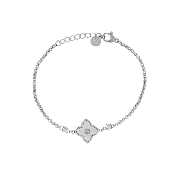 Pulseira em aço flor e brilhantes