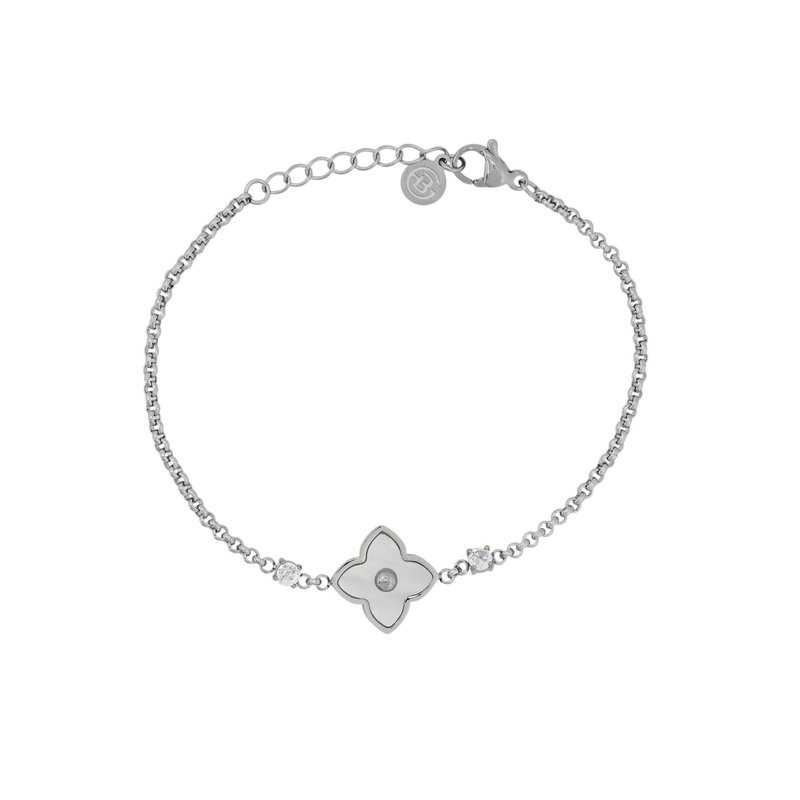 Pulseira em aço flor e brilhantes