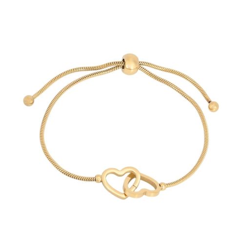 Pulseira ajustável em aço duplo coração