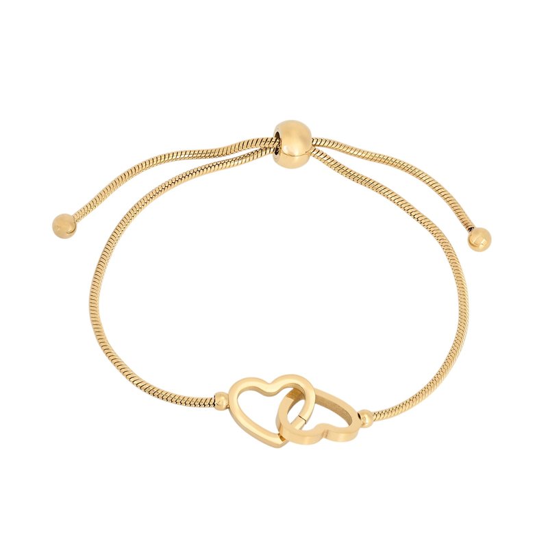 Pulseira ajustável em aço duplo coração