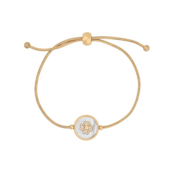 Pulseira ajustável em aço trevo