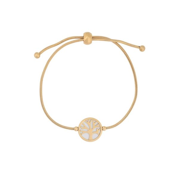 Pulseira ajustável em aço árvore da vida