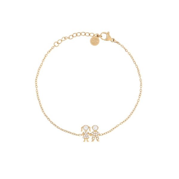 Pulseira aço e zircônias casal