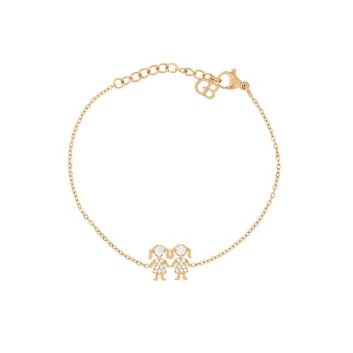 Pulseira aço e zircônias duas meninas