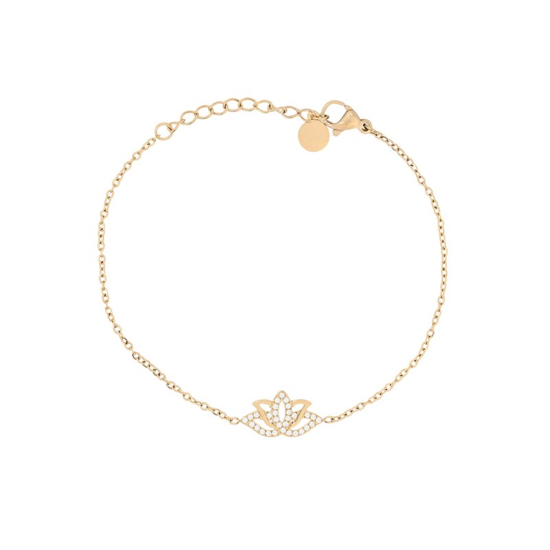 Pulseira aço flor de lótus