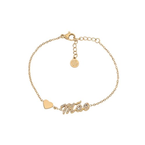 Pulseira de aço palavra mãe e coração