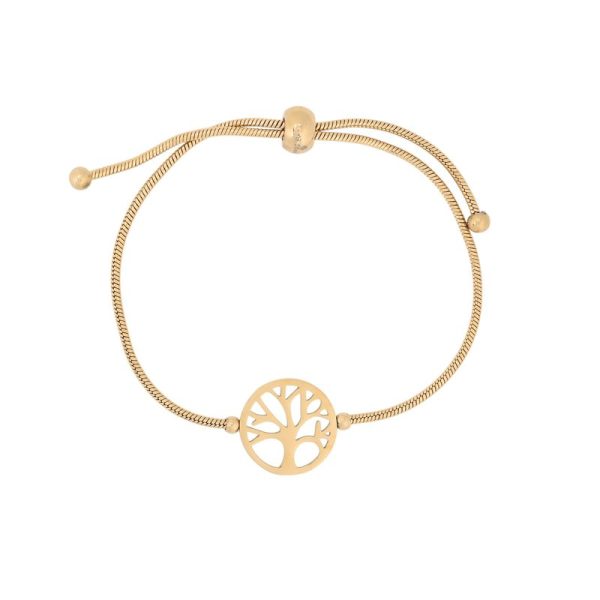 Pulseira ajustável em aço árvore da vida