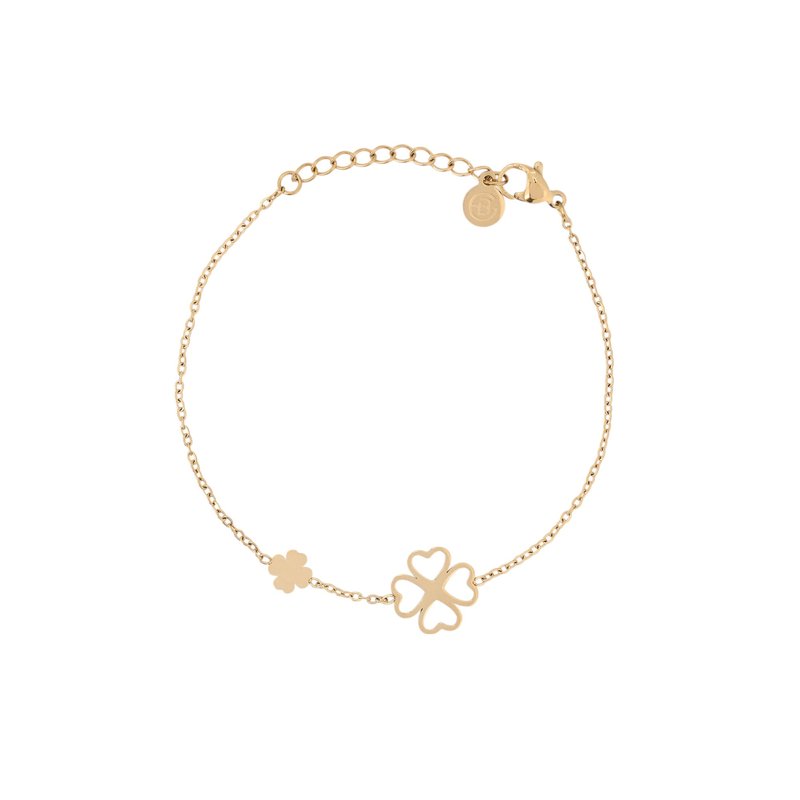 Pulseira em aço duplo trevo