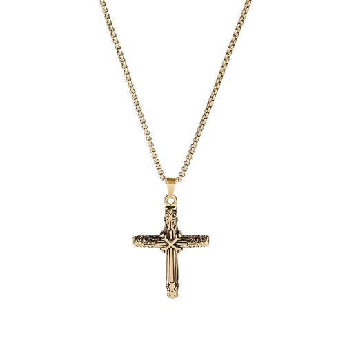 Colar homem em aço cruz