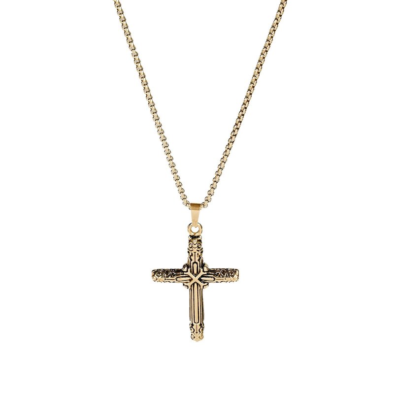 Colar homem em aço cruz