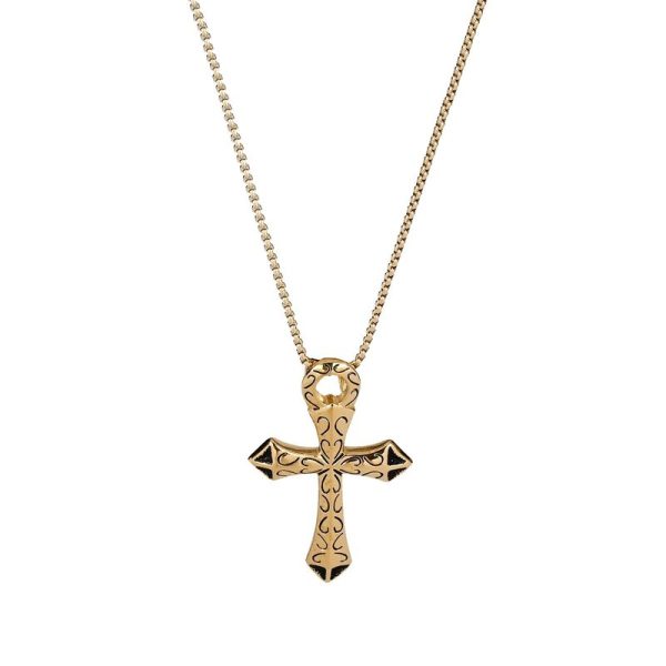 Colar homem em aço cruz com textura