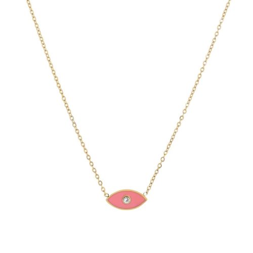 Colar em aço olho rosa