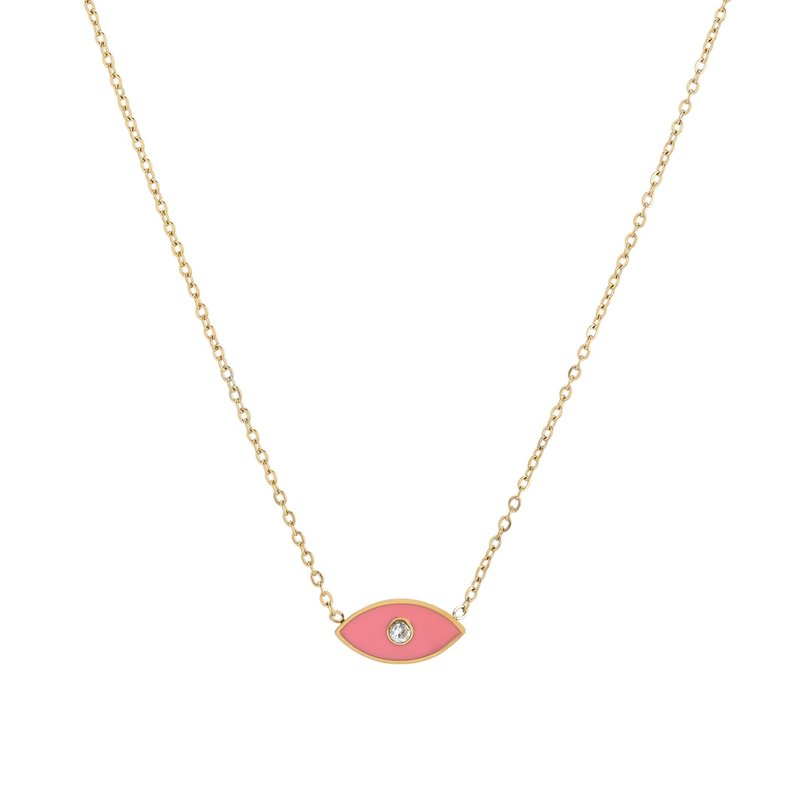 Colar em aço olho rosa
