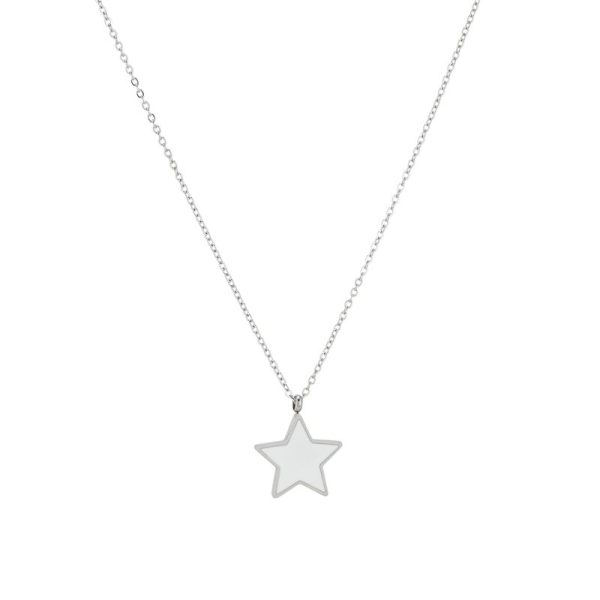 Colar em aço estrela branca