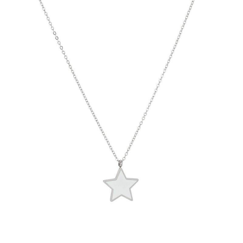 Colar em aço estrela branca