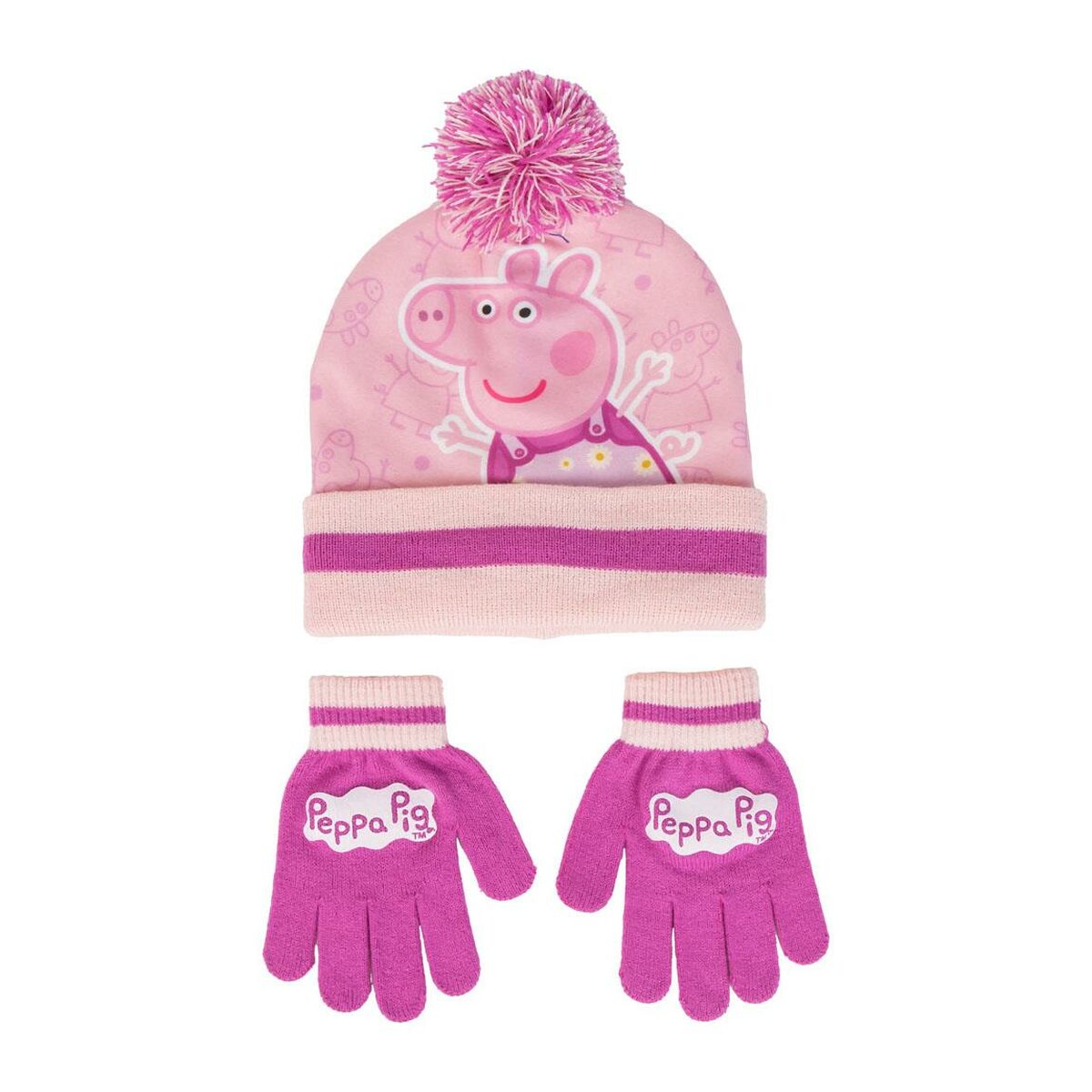 Gorro e Luvas Peppa Pig Cor de Rosa