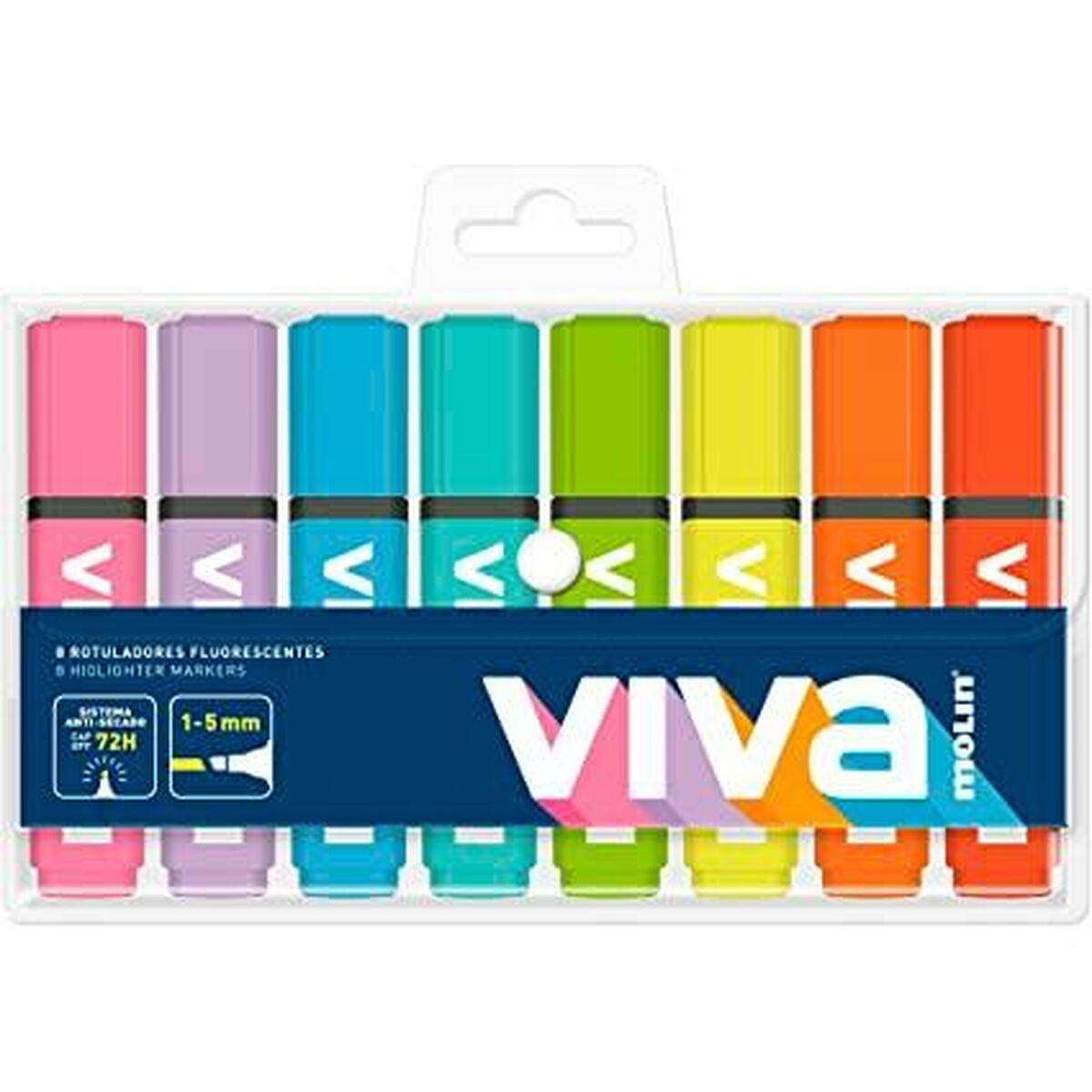 Conjunto de Marcadores Fluorescentes Molin VIVA Multicolor 8 Peças