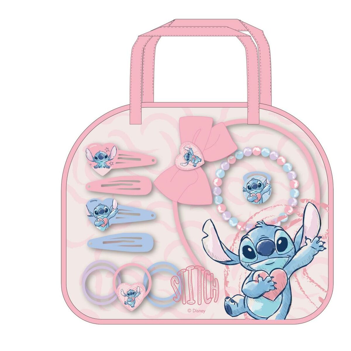 Conjunto de Cabeleireiro Infantil Stitch Cor de Rosa