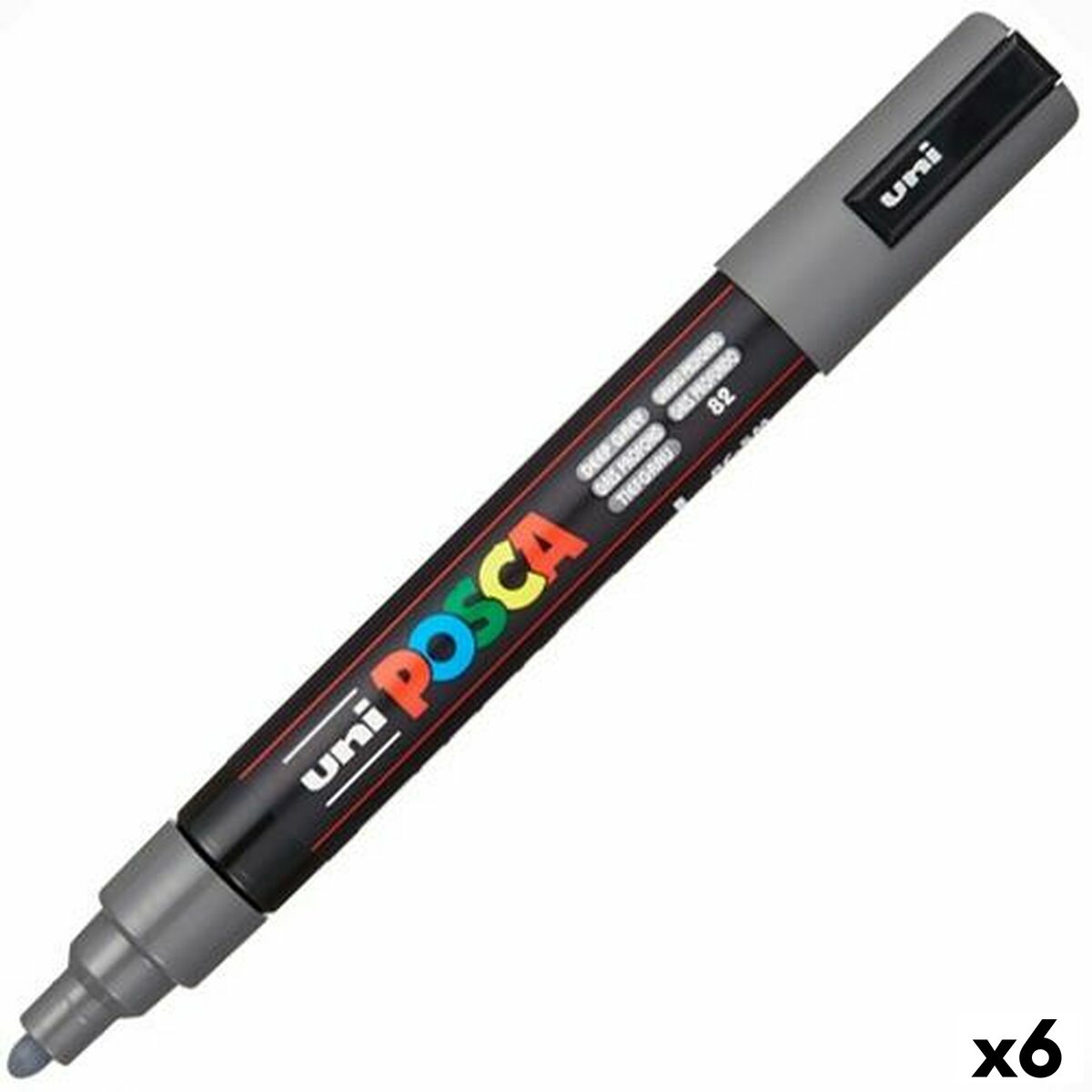 Marcador POSCA PC-5M Cinzento escuro (6 Unidades)