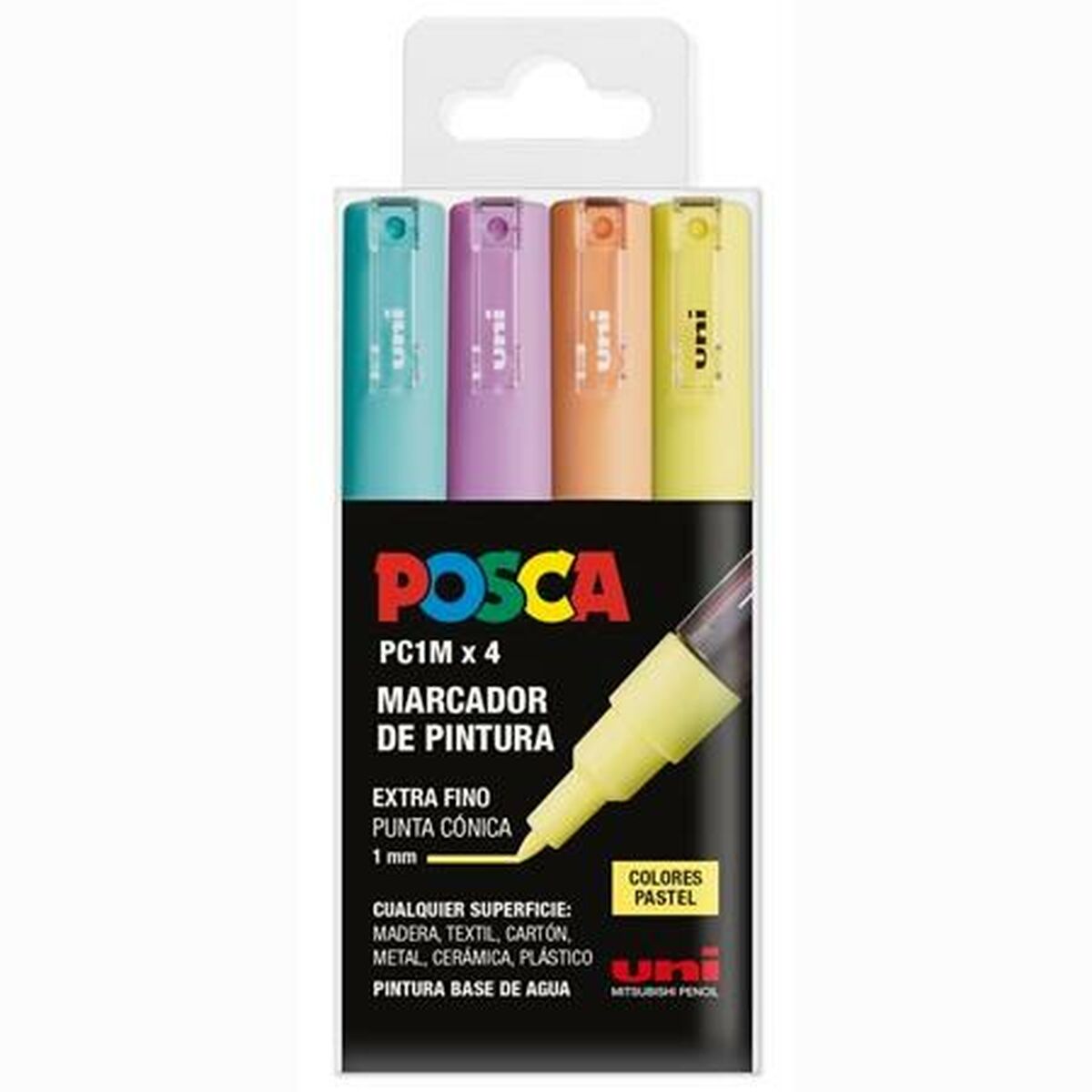 Rotulador de tinta acrílica POSCA PC-1M/4C Pastel 0,7 mm 4 Peças