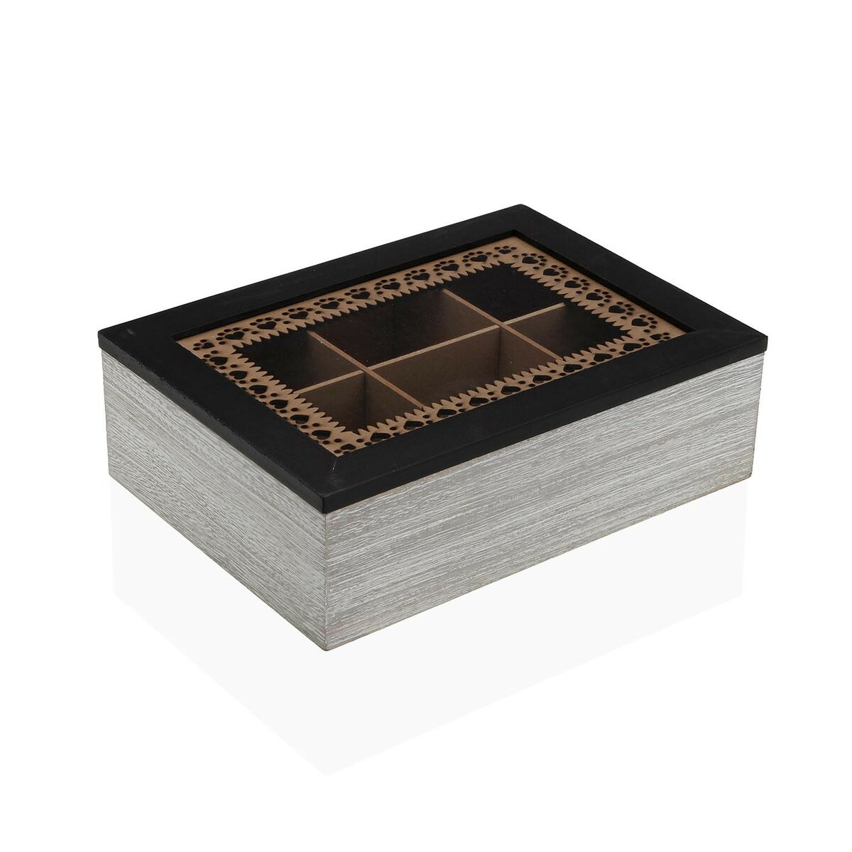 Caixa para Infusões Versa Preto Madeira MDF 18 x 7,5 x 24 cm