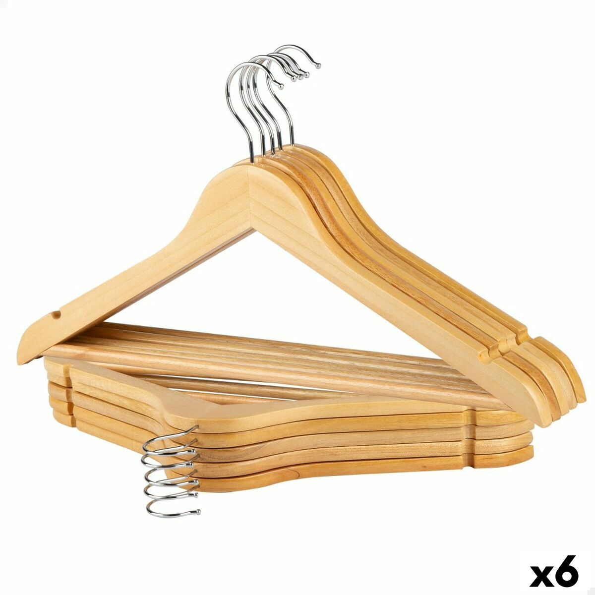 Conjunto de Cabides Max Home Natural Madeira Aço 44,5 x 23 x 1 cm 10 Peças (6 Unidades)